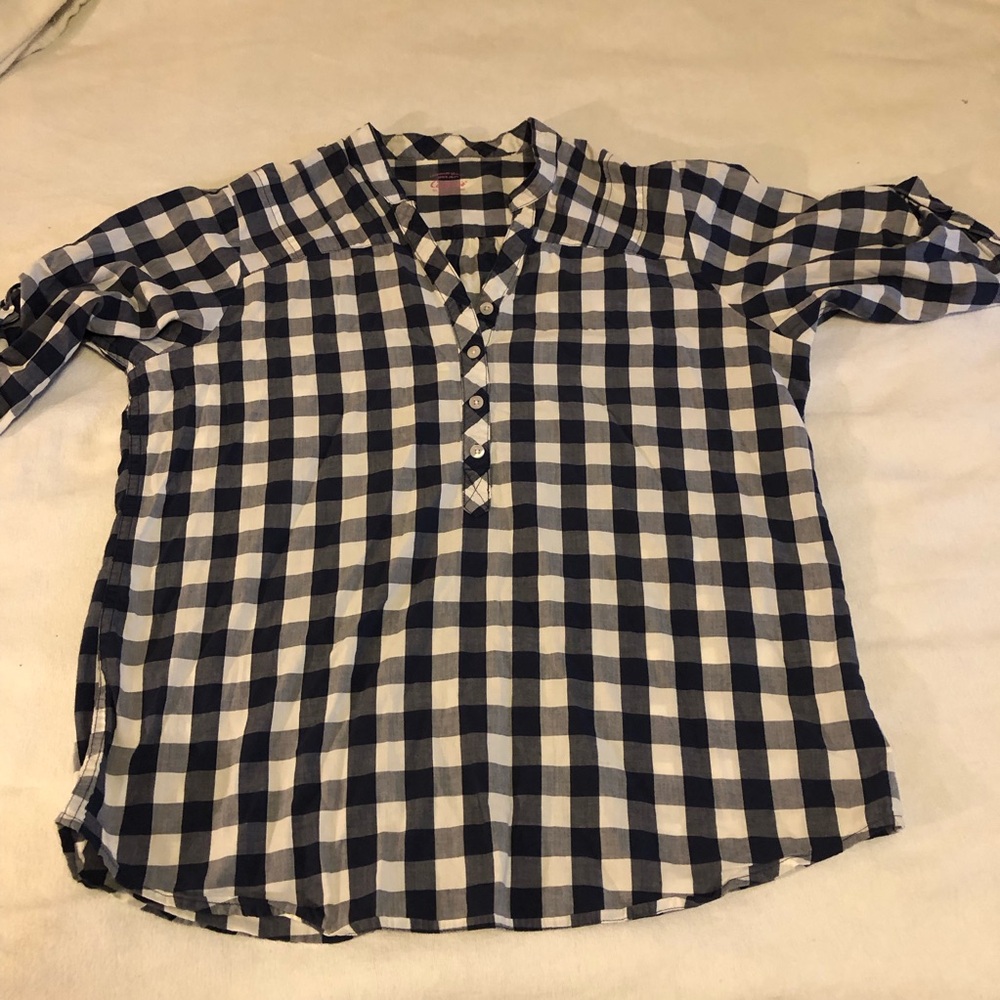 Cabela's Blue and White Buffalo Plaid Shirt‎